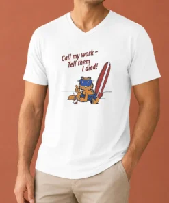 Good Orange Cat Relaxing At The Beach Call My Work Tell Them I Died V-Neck Shirt