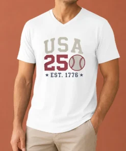 Good USA 250 EST 1776 Baseball Team Spirit V-Neck Shirt