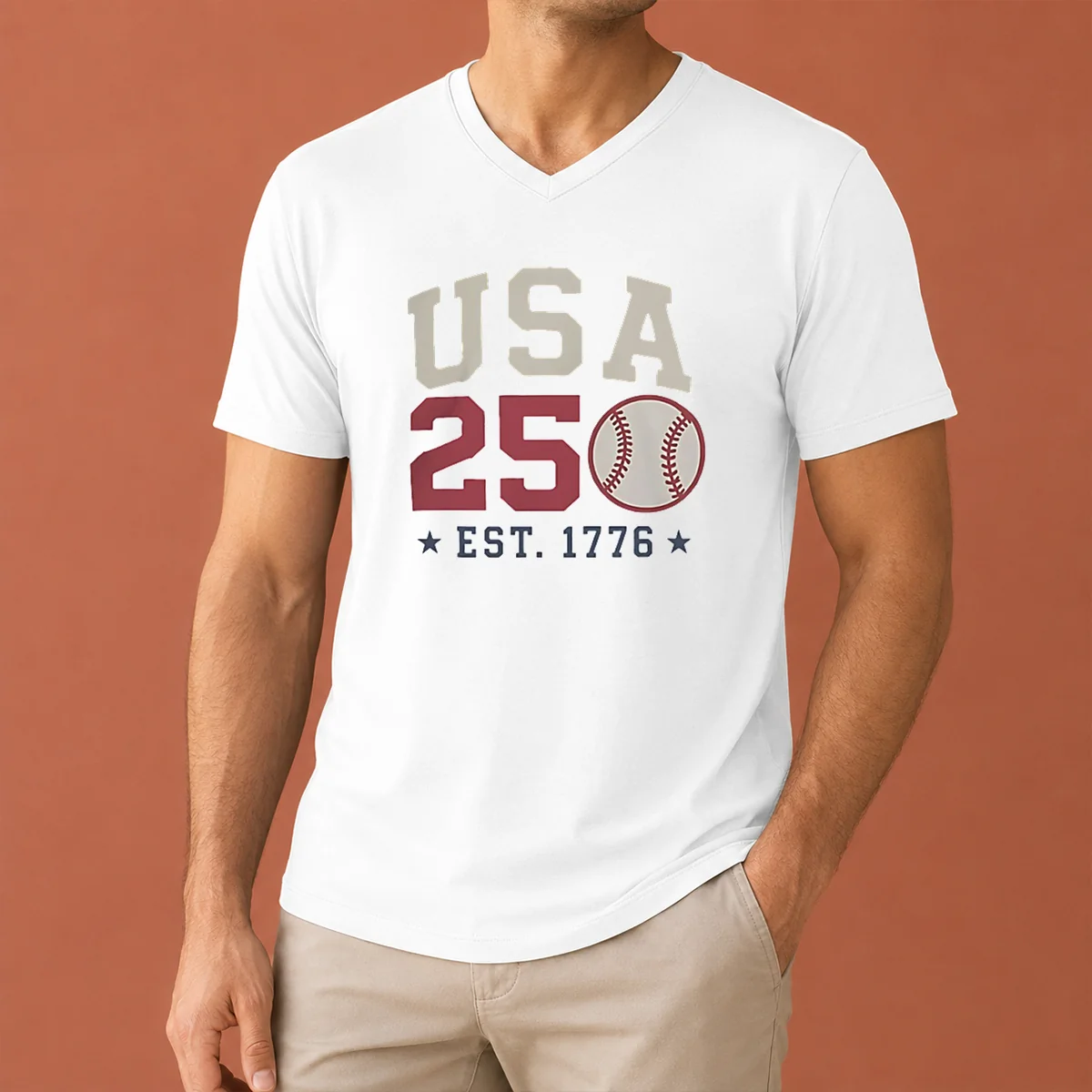 Good USA 250 EST 1776 Baseball V-Neck Shirt Good USA 250 EST 1776 Baseball V-Neck Shirt