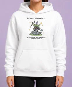 Good We Must Remain Silly To Survive The Horrors Of This World Cute Goblin Wizard Hoodie