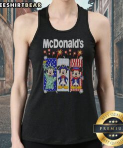 Hot Mcdonalds Mickey Mouse As Statue Of Liberty And Uncle Sam Patriotic Tank Top featuring vibrant patriotic graphic on a sleeveless tank top
