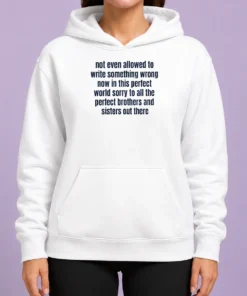 Hot Not Even Allowed To Write Something Wrong Now In This Perfect World Sorry To All Hoodie in black, front view with hood up