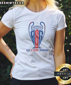 Hot Paris Saint Germain Champions League Champion Ici C'Est Paris 2025 2026 Trophy Shape Ladies Shirt featuring trophy design