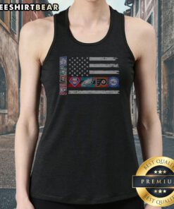 Hot Philadelphia Sport Teams Phillies Eagles Flyers 76ers USA Independence Day Flag Tank Top