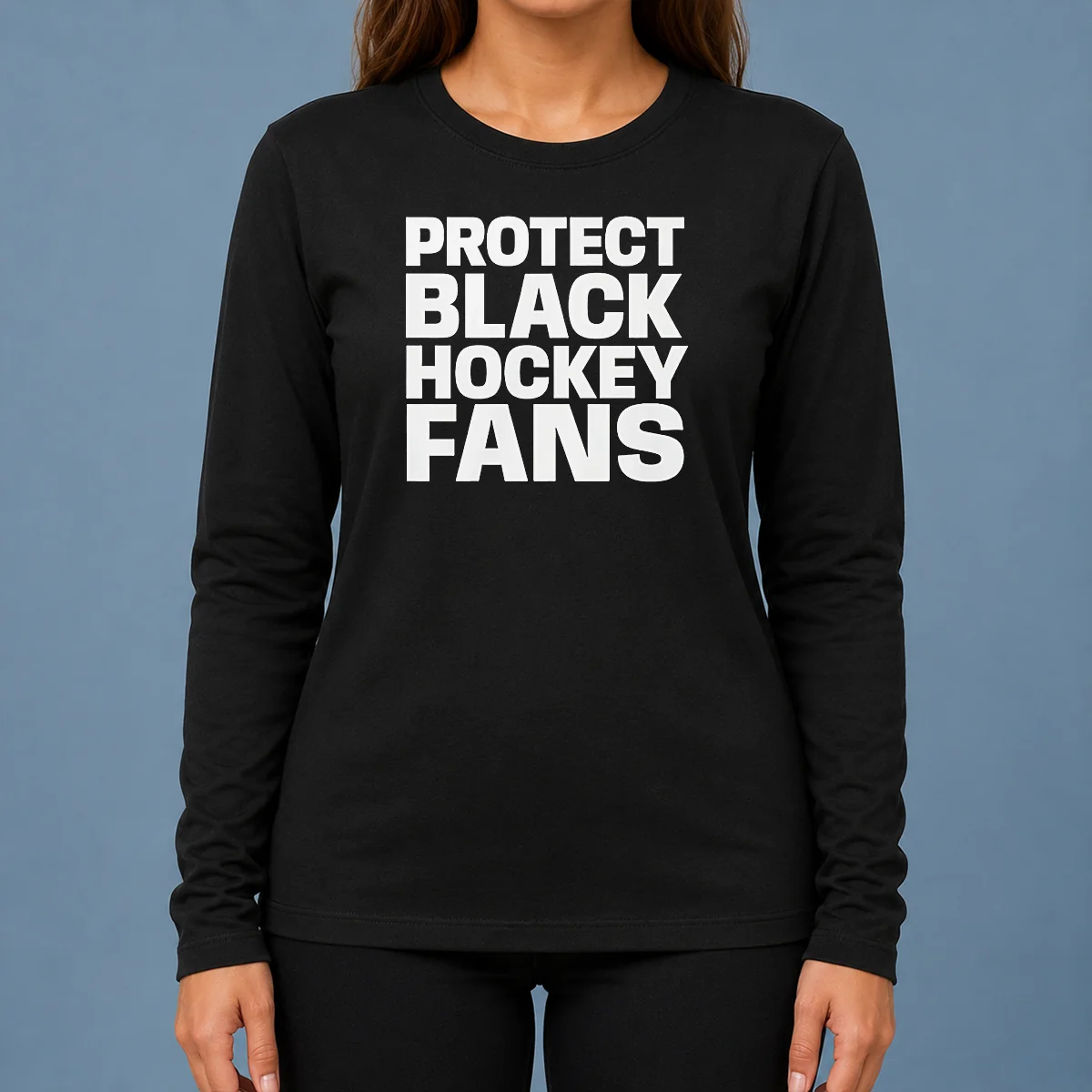 Hot Pretty Protect Black Hockey Fans Long Sleeve Shirt