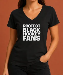 Hot Pretty Protect Black Hockey Fans V-Neck Shirt