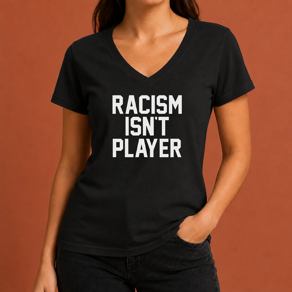 Hot Racism Isn'T Player V-Neck Shirt Hot Racism Isn'T Player V-Neck Shirt