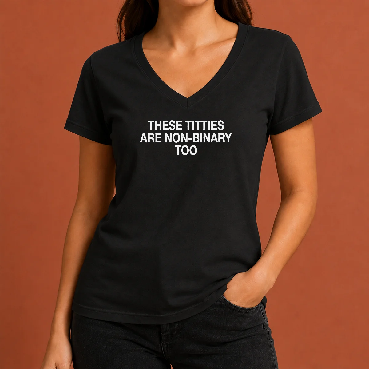 Hot These Titties Are Non Binary V-Neck Shirt Hot These Titties Are Non Binary V-Neck Shirt