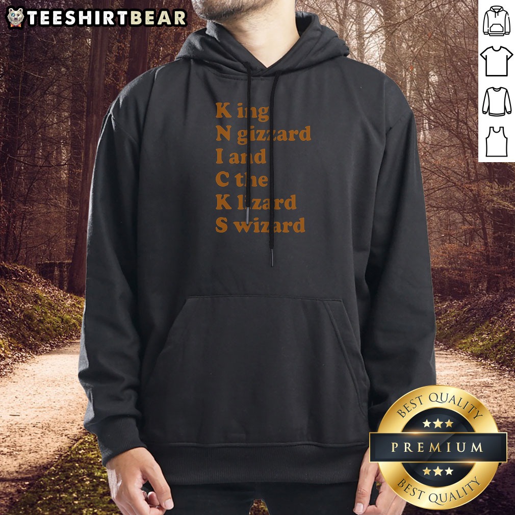 New York Knicks King N Gizzard I And C The Lizard Wizard Band Parody Acrostic Hoodie in navy blue with bold graphic print