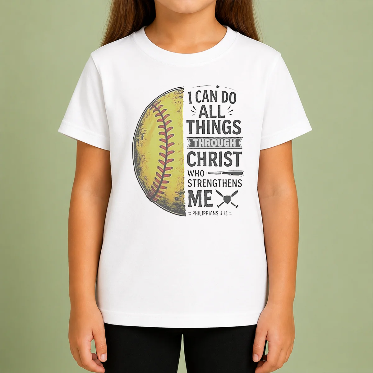 Nice Baseball I Can Do All Things Through Christ Kids T-Shirt