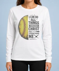 Nice Baseball I Can Do All Things Through Christ Long Sleeve Shirt
