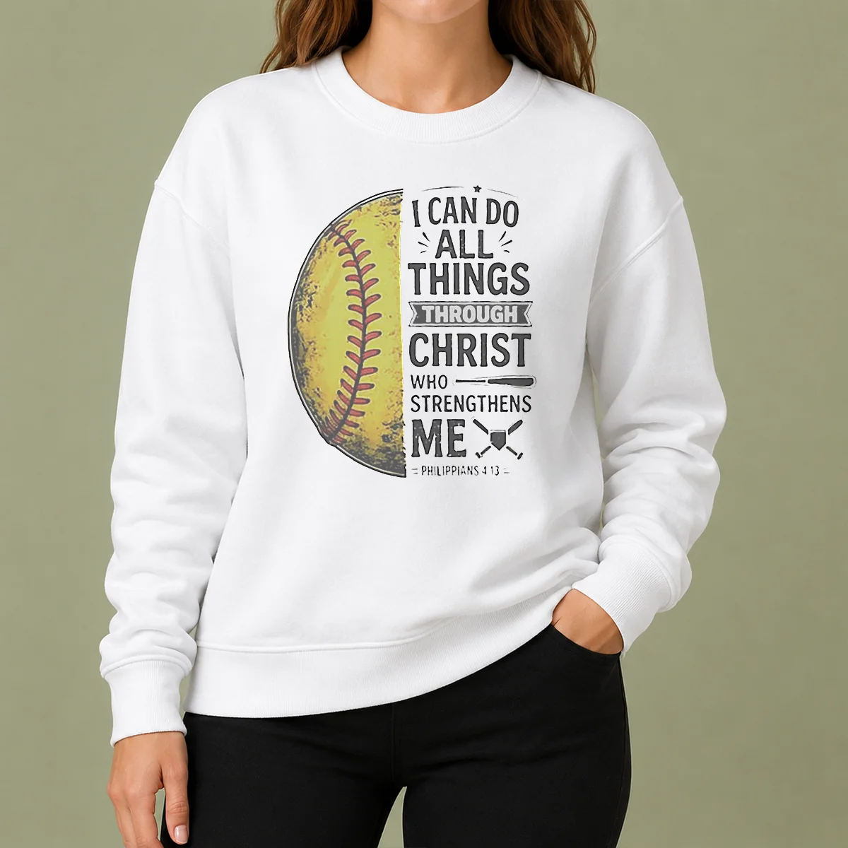 Nice Baseball I Can Do All Things Through Christ Sweater