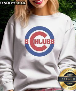 Nice Chicago Cubs Schlubs Parody Logo Sweatshirt in navy blue featuring a unique parody design