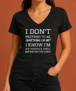 Nice I Don'T Pretend To Be Something I'M Not I Know I'M An Asshole And I Own That Shit Like A Boss V-Neck Shirt