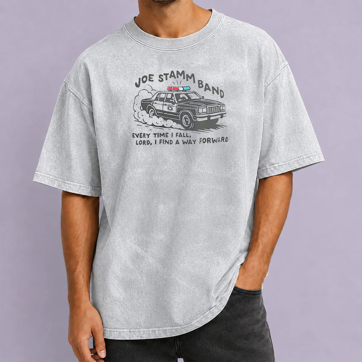 Nice Joe Stamm Band Every Time I Fall Lord I Find A Way Forward Police Car Washed T-Shirt