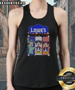 Nice Lowe'S Mickey Mouse Statue Of Liberty Patriot Uncle Sam USA Tank top in white, front view with vibrant patriotic graphic