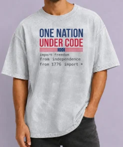 Nice One Nation Under Code Washed T Shirt in soft cotton with vintage washed finish