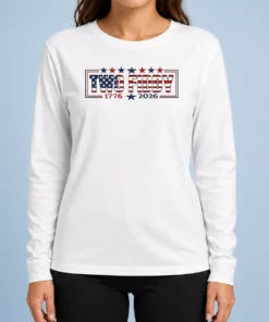Nice Patriotic American Apparel Two Fiddy 1776 2026 USA Independence Anniversary Long Sleeve Shirt