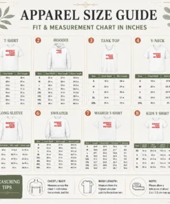 Size chart for Nice Respect Your Mother with measurements in inches and cm
