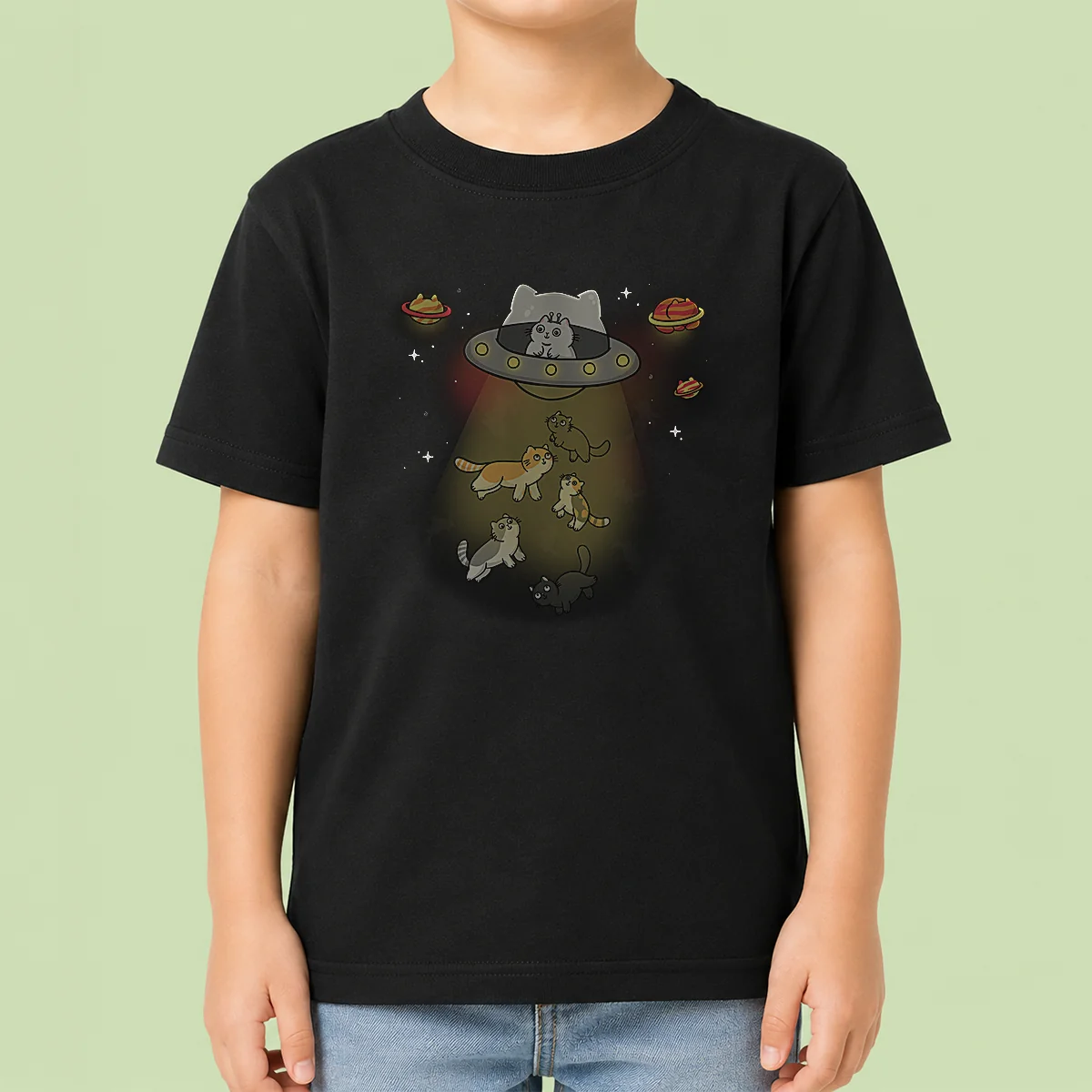 Nice UFO Meow Kids T-Shirt