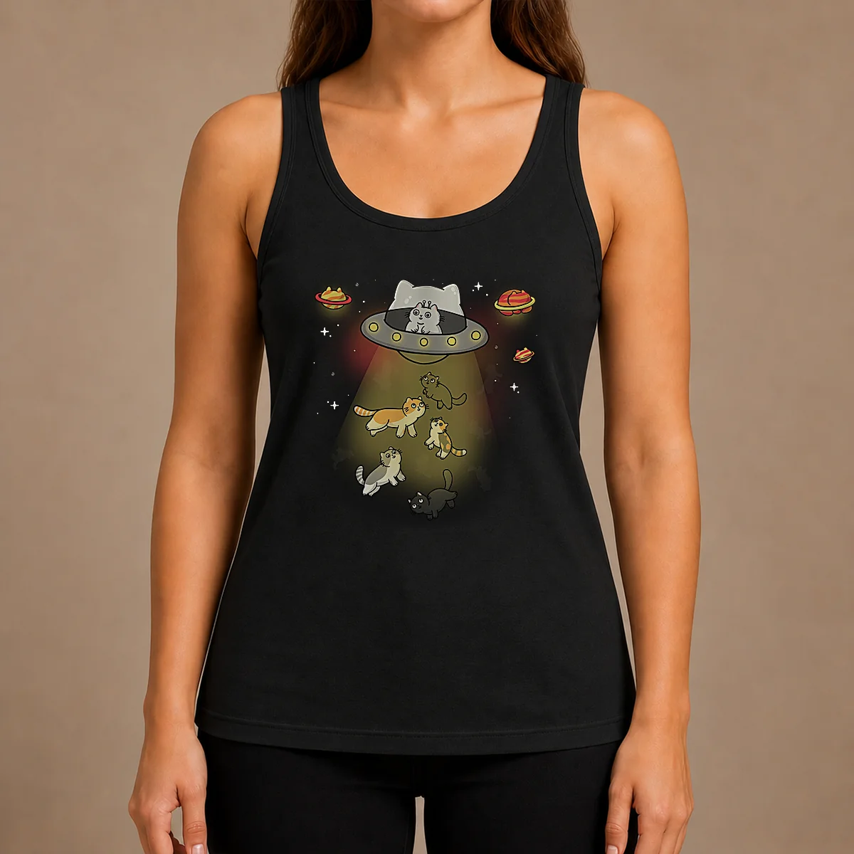 Nice UFO Meow Tank Top