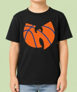 Nice Wu Tang Clan X New York Knicks Logo Kids T Shirt in blue, featuring bold graphic print for children