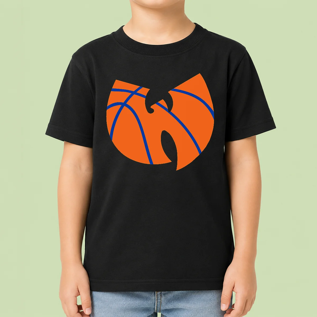 Nice Wu Tang Clan X New York Knicks Logo Kids T Shirt in blue, featuring bold graphic print for children