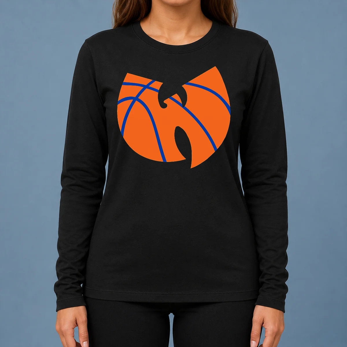 Nice Wu Tang Clan X New York Knicks Logo Long Sleeve Shirt featuring bold graphic print on comfortable cotton fabric