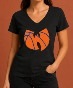 Nice Wu Tang Clan X New York Knicks Logo V-Neck Shirt