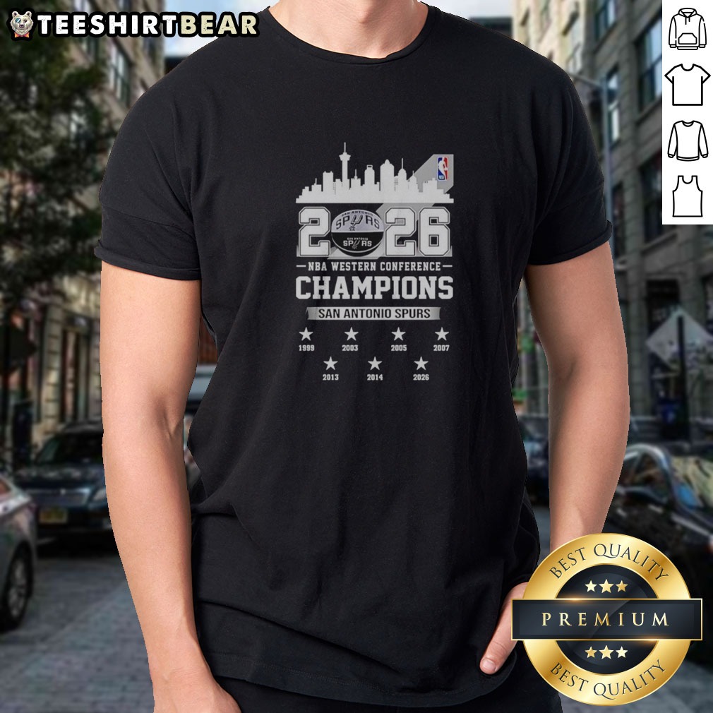 Official 2026 NBA Western Conference Champions San Antonio Spurs City Skyline Shirt on Classic Shirt Official 2026 NBA Western Conference Champions San Antonio Spurs City Skyline Shirt shown as a classic shirt preview