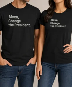 Official Alexa Change The President t shirt in black, short-sleeve crew neck cotton tee