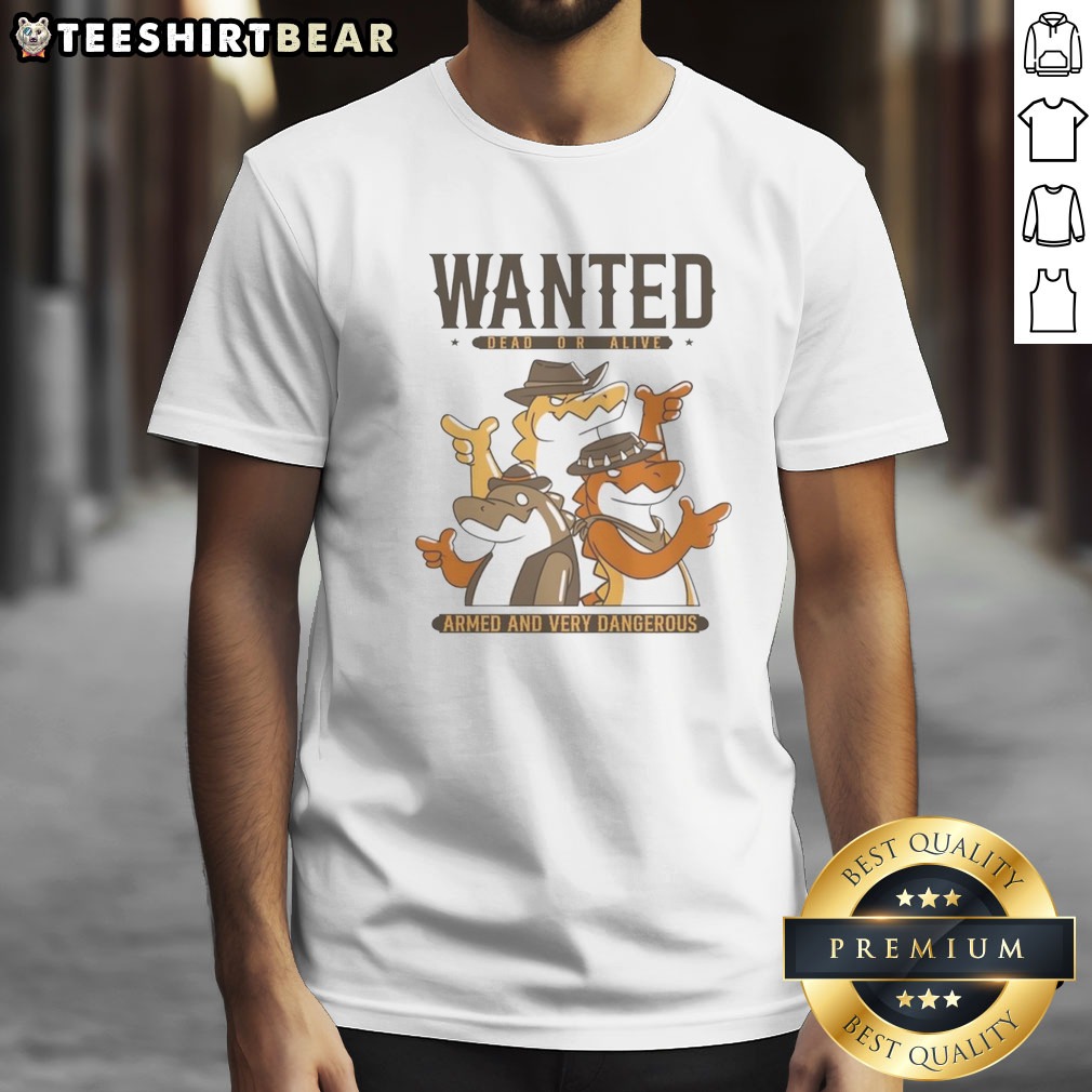 Official Alligator Cowboy Trio Wanted Dead Or Alive Armed And Very Dangerous Shirt on Classic Shirt Official Alligator Cowboy Trio Wanted Dead Or Alive Armed And Very Dangerous Shirt shown as a classic shirt preview