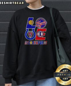 Official Indianapolis Sports Teams Love Logos Sweatshirt featuring vibrant team logos and cozy fleece fabric