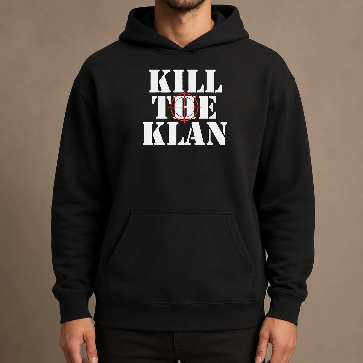 Official Kill The Klan Anti Racism Crosshair Target Graphic Statement Hoodie in black with bold front graphic