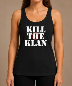 Official Kill The Klan Anti Racism Crosshair Target Graphic Statement tank top in black with bold graphic on front
