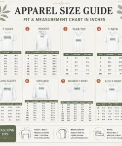Size chart for Official MAGA Make Algae Grow Again with measurements in inches and cm
