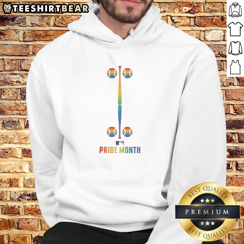 Official MLB Pride Month Baseball Rainbow Bat And Balls Logo Premium Pride Month Shirt on Hoodie Official MLB Pride Month Baseball Rainbow Bat And Balls Logo Premium Pride Month Shirt shown as a hoodie preview