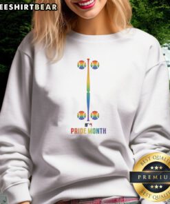 Official MLB Pride Month Baseball Rainbow Bat And Balls Logo Premium Pride Month Sweatshirt featuring vibrant colors.