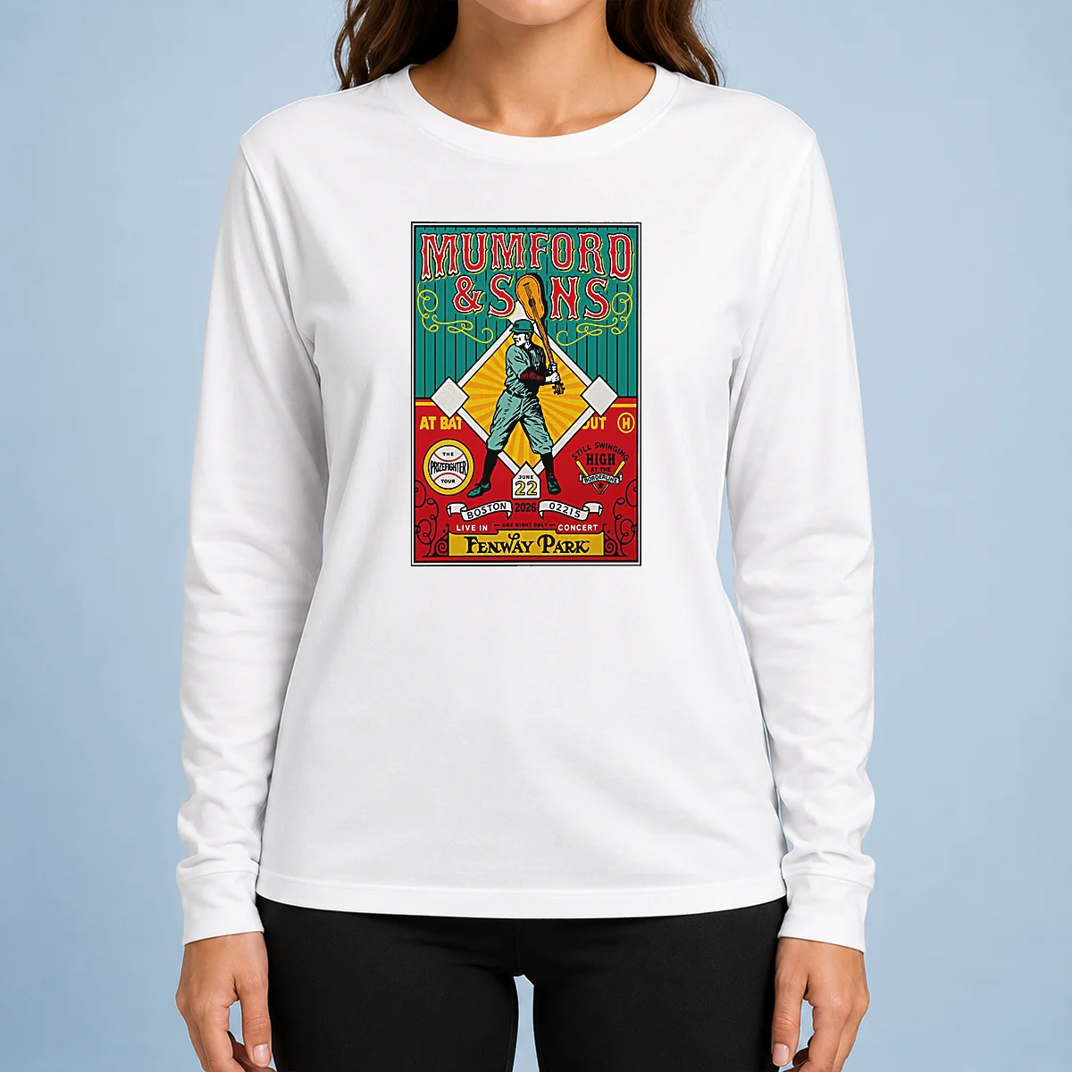 Official Mumford And Sons June 22 2026 Fenway Park In Boston MA Poster long sleeve shirt in black with event details