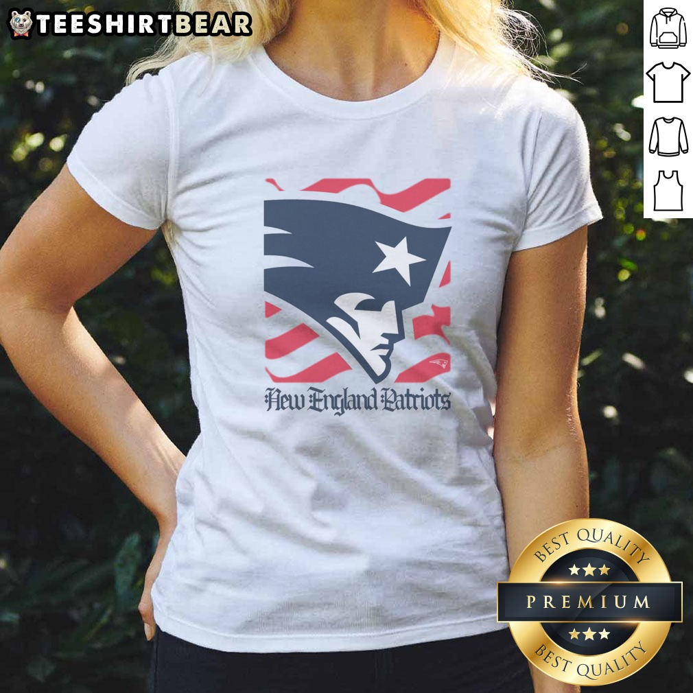 Official New England Patriots American Heritage Wordmark Shirt on Ladies Shirt Official New England Patriots American Heritage Wordmark Shirt shown as a ladies shirt preview