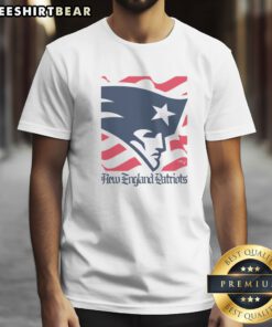 Official New England Patriots American Heritage Wordmark Shirt displayed on a neutral background