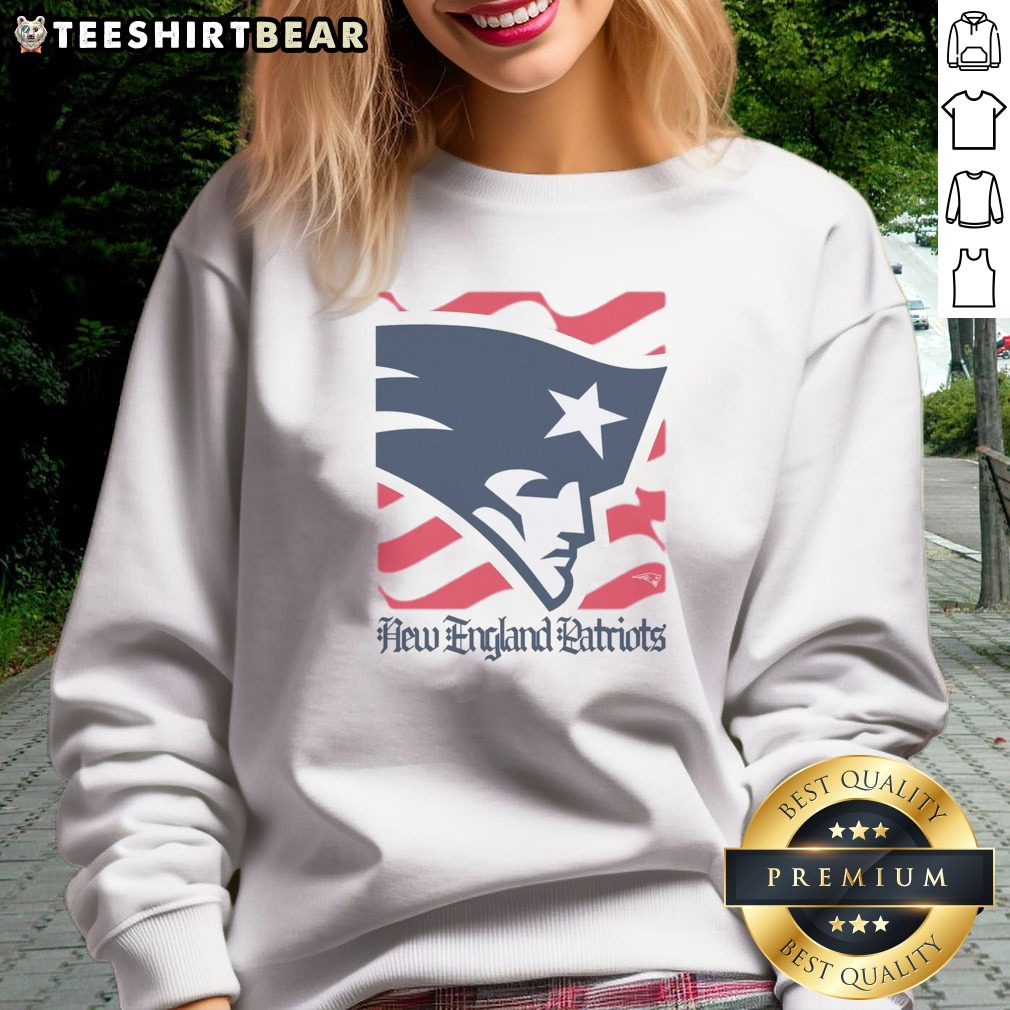 Official New England Patriots American Heritage Wordmark Shirt on Sweatshirt Official New England Patriots American Heritage Wordmark Shirt shown as a sweatshirt preview