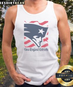 Official New England Patriots American Heritage Wordmark Tank top displayed in a vibrant blue color.