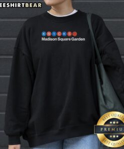 Official New York Knicks Madison Square Garden Sweatshirt featuring vibrant team colors and logo.