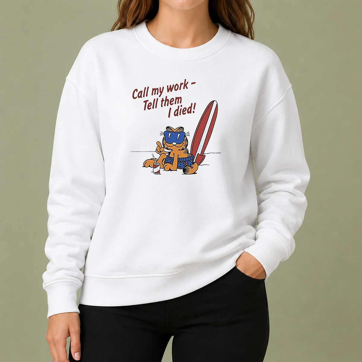 Official Orange Cat Relaxing At The Beach Call My Work Tell Them I Died Sweater