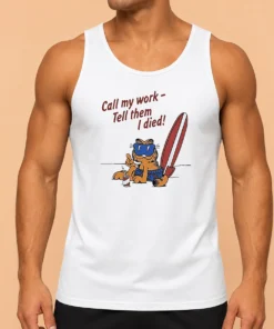 Official Orange Cat Relaxing At The Beach Call My Work Tell Them I Died Tank Top