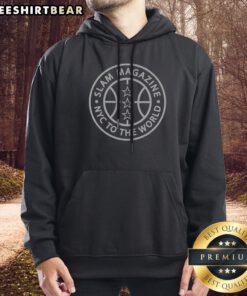 Official Slam Magazine NYC To The World Basketball Hoodie featuring a vibrant design and cozy fit.