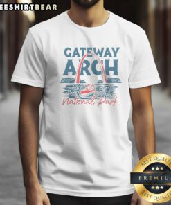 Official STL Gateway Arch National Park Shirt displayed on a neutral background, perfect for outdoor enthusiasts.