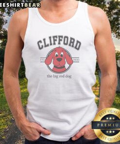 Original Clifford The Big Red Dog EST 2000 University Collegiate Logo Print Tank top displayed on a neutral background