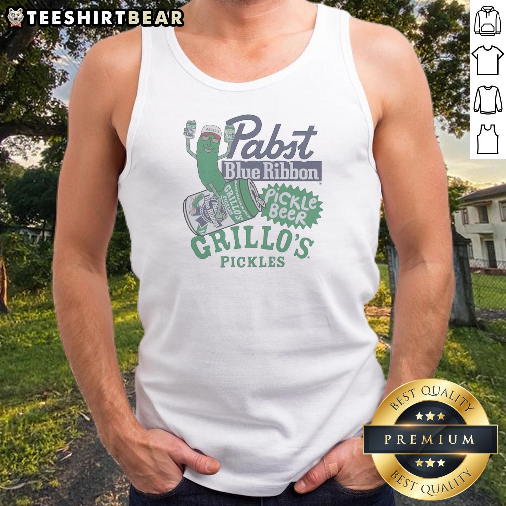 Original Grillos Pickles Pabst Blue Ribbon Pickle Beer Logo Tank Top